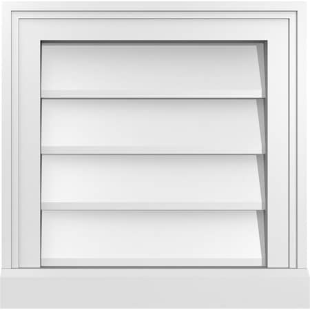 Ekena Millwork Vertical Surface Mount PVC Gable Vent w/ 2"W x 2"H , Brickmould Sill Frame, 16"W x 16"H GVPVE16X1603SN
